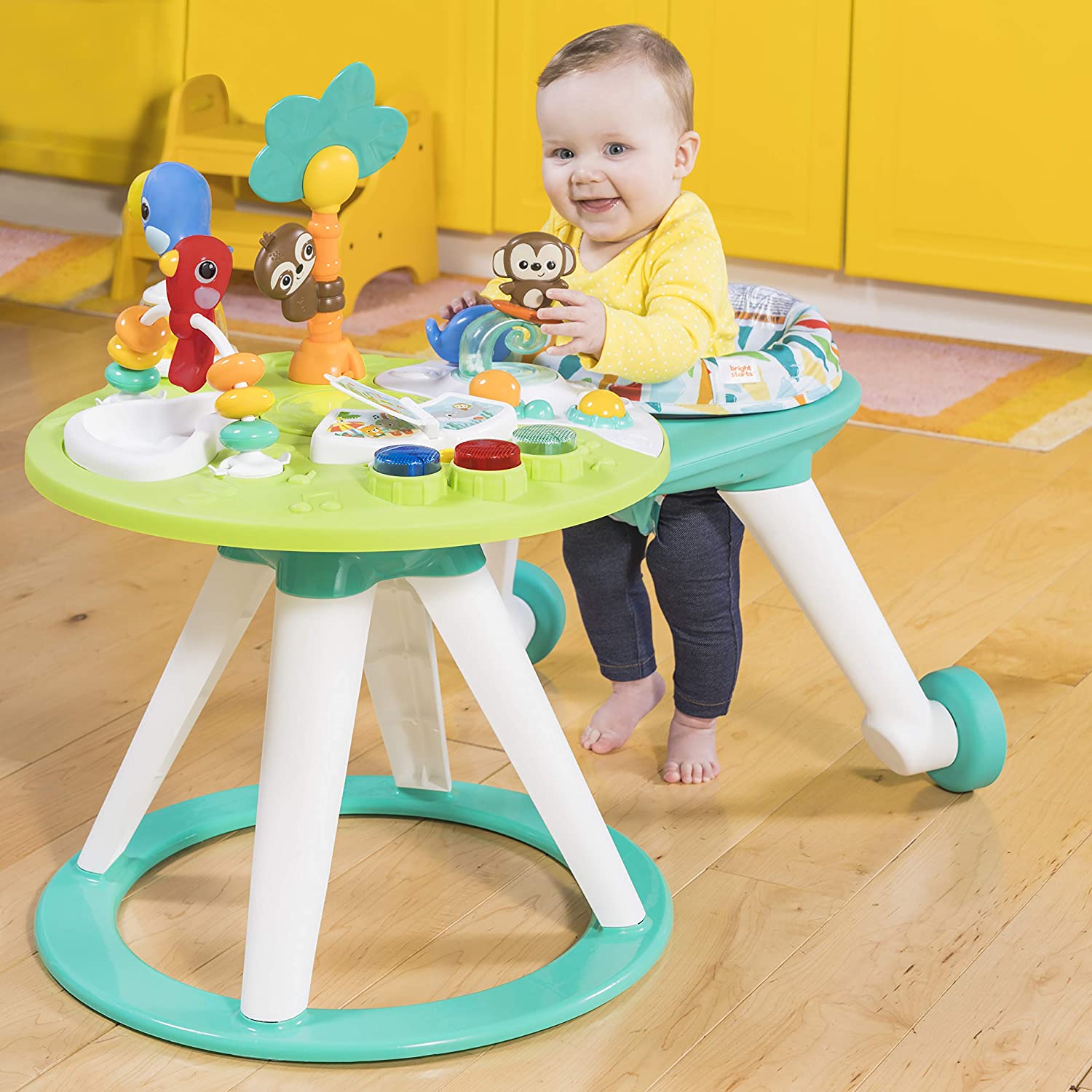 Bright Starts Around We Go 2-in-1 Walk-Around Baby Activity Center & Table. Tropic Cool. Ages 6 Months+