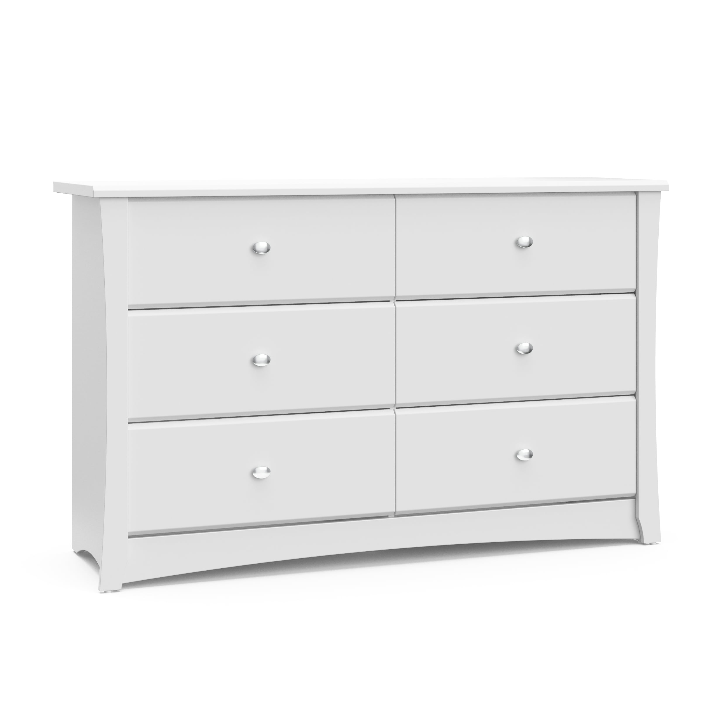 Storkcraft Crescent 6 Drawer Modern Double Dresser White