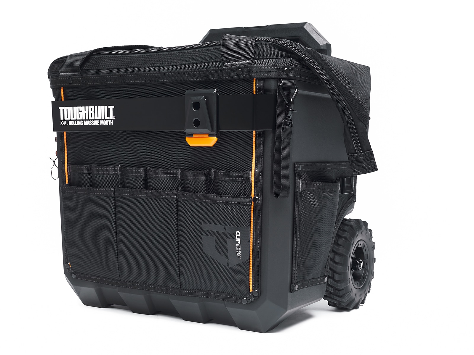 TOUGHBUILT Massive Mouth Hard Bottom XL Black Polyester 18-in Zippered Rolling Tool Bag