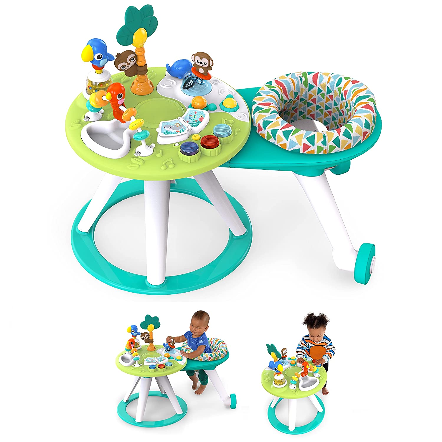Bright Starts Around We Go 2-in-1 Walk-Around Baby Activity Center & Table. Tropic Cool. Ages 6 Months+