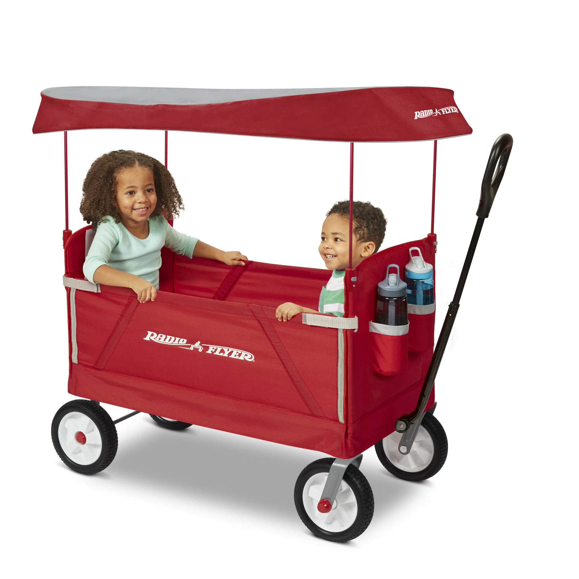 Radio Flyer. 3-in-1 off-road EZ Folding Kids Wagon with Canopy. Puncture Proof Tires. Red