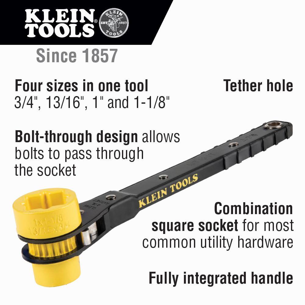 Klein Tools KT151T Ratcheting Lineman-s Wrench