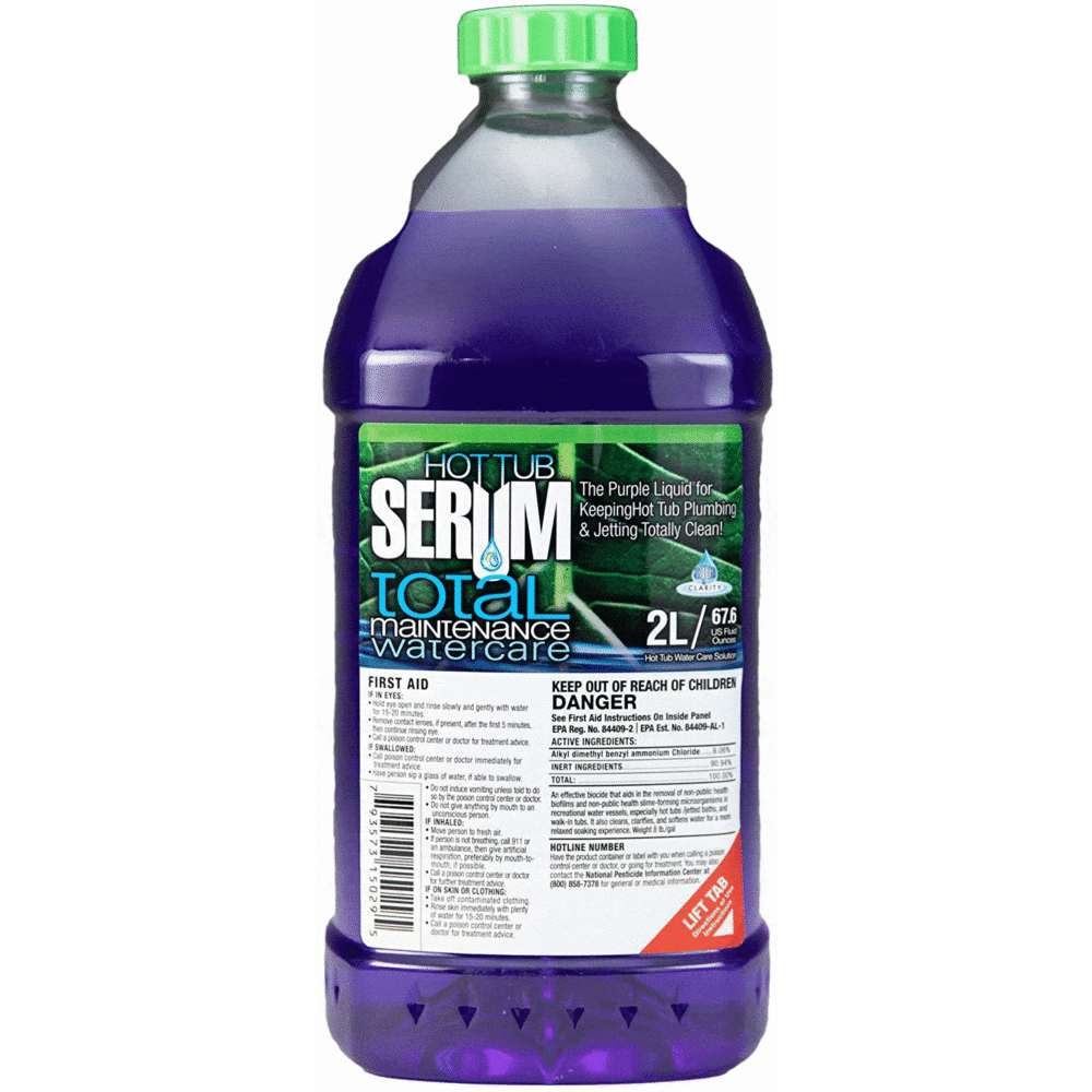 Hot Tub Serum - Total Maintenance Water Care - Hot Tub. Jetted Tub. Spa. Jacuzzi. Bathtub & Swimming Pool Cleaner - 24 Weekly Doses (2 Liter)
