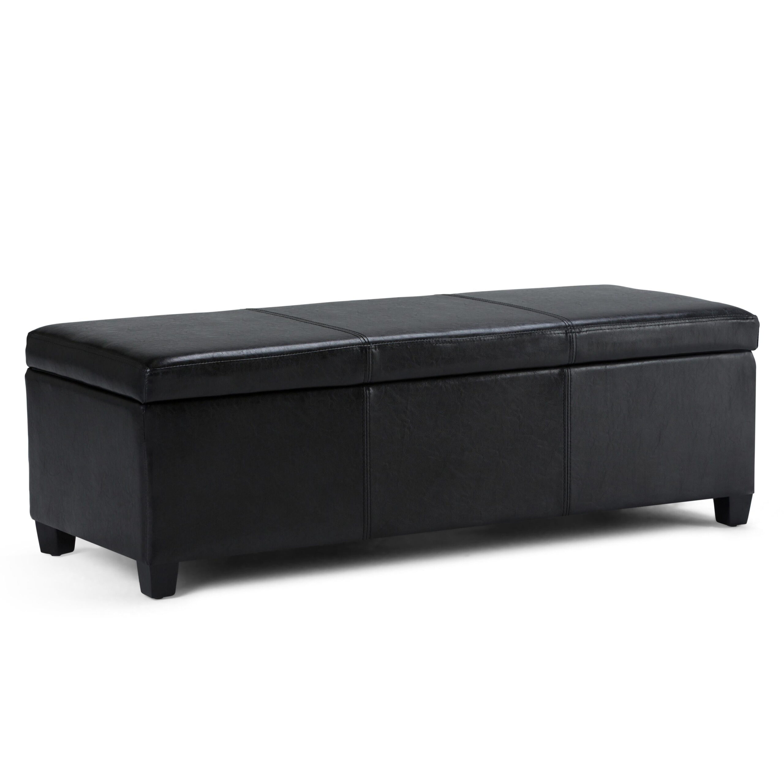 Simpli Home Avalon Large Storage Ottoman Bench. Black