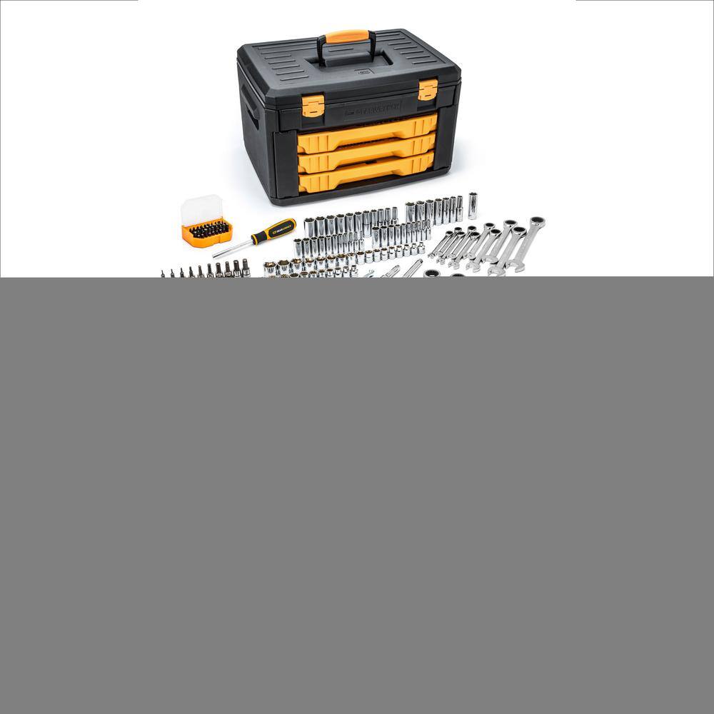 GEARWRENCH 80944 1/4 in. and 3/8 in. Drive Standard and Deep SAE/Metric Mechanics Tool Set in 3-Drawer Storage Box (232-Piece)