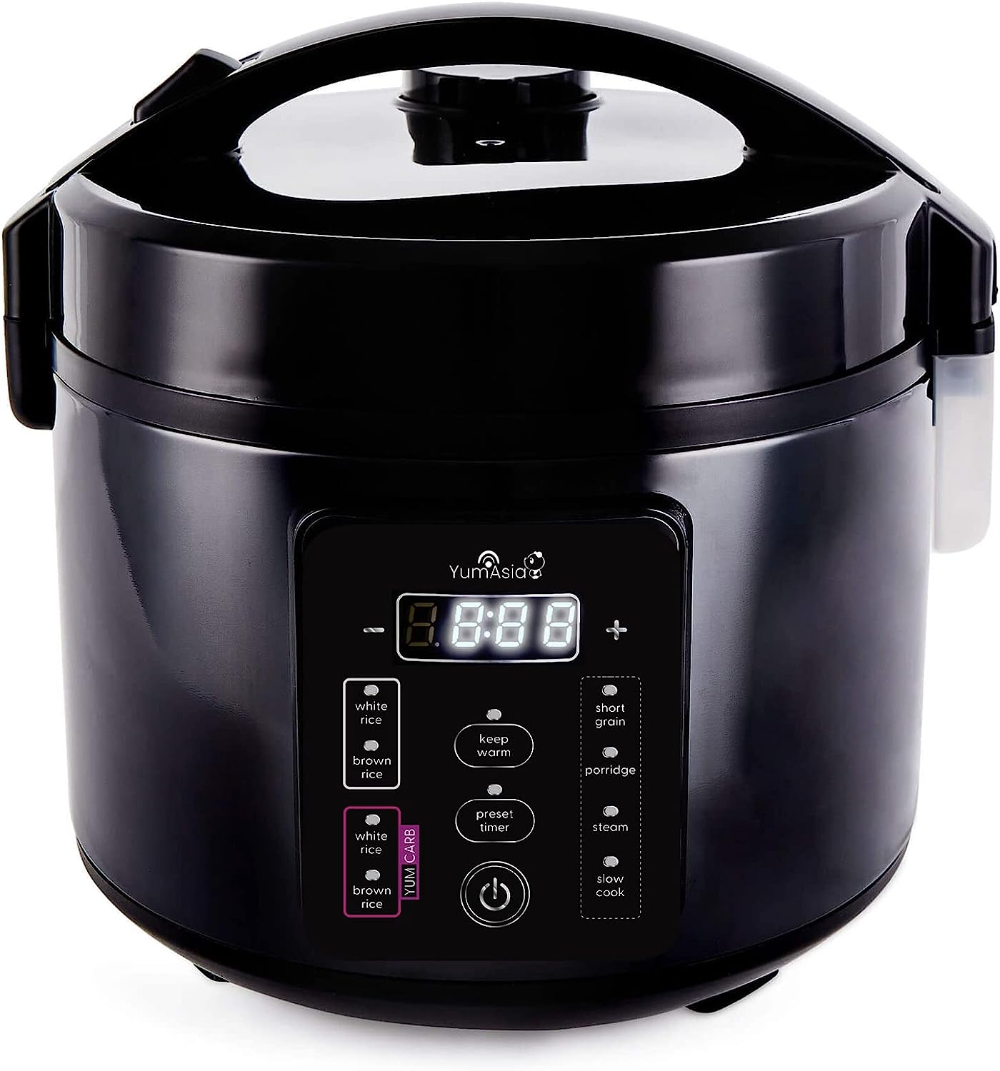Yum Asia Kumo YumCarb Rice Cooker with Ceramic Bowl and Advanced Fuzzy Logic. (5.5 Cups. 1 Litre). 5 Rice Cooking Functions. 3 Multicooker Functions. 110V US Power (Dark Stainless Steel)