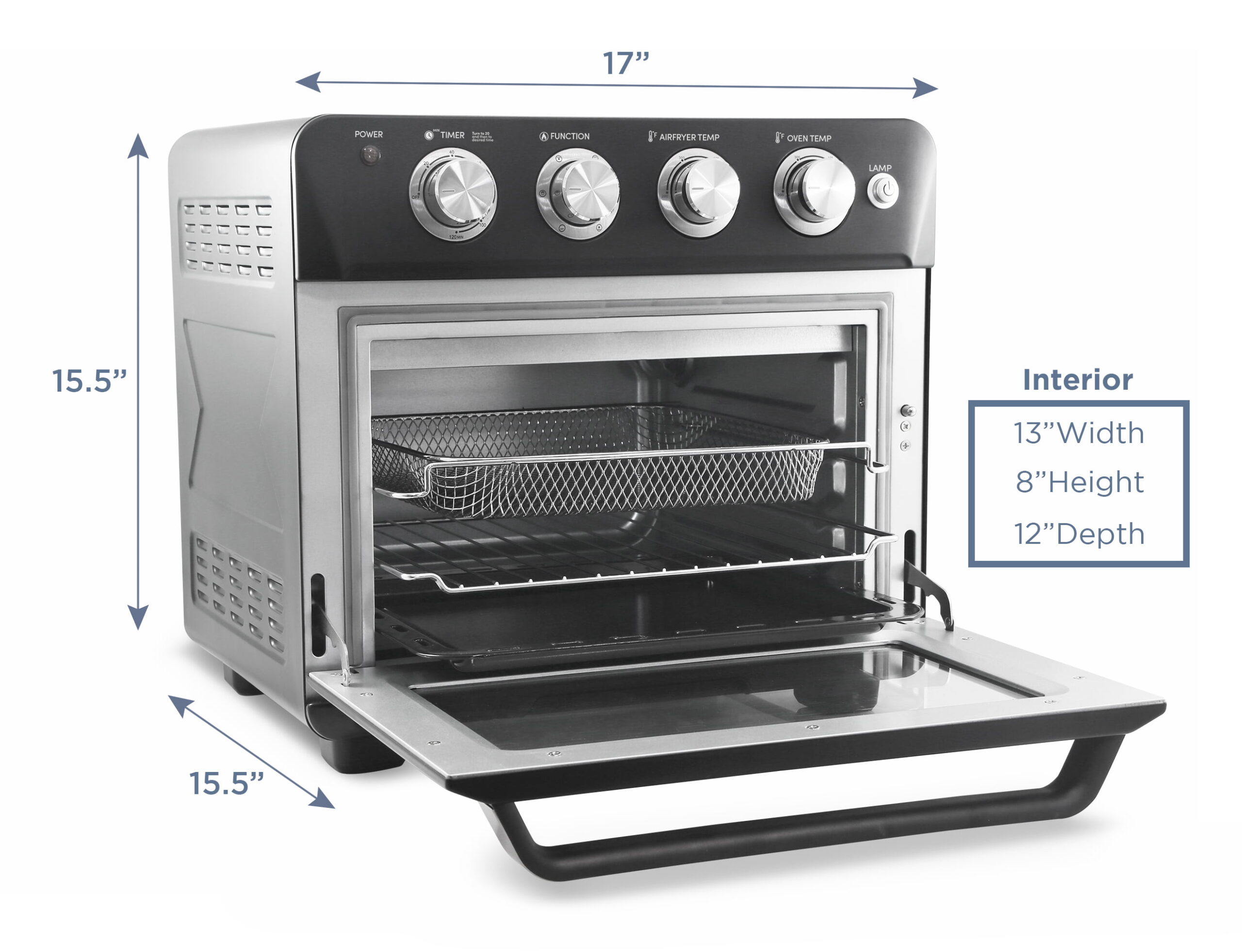 Elite Gourmet x-large 25L Air Fryer Oven with Interior Light. Black