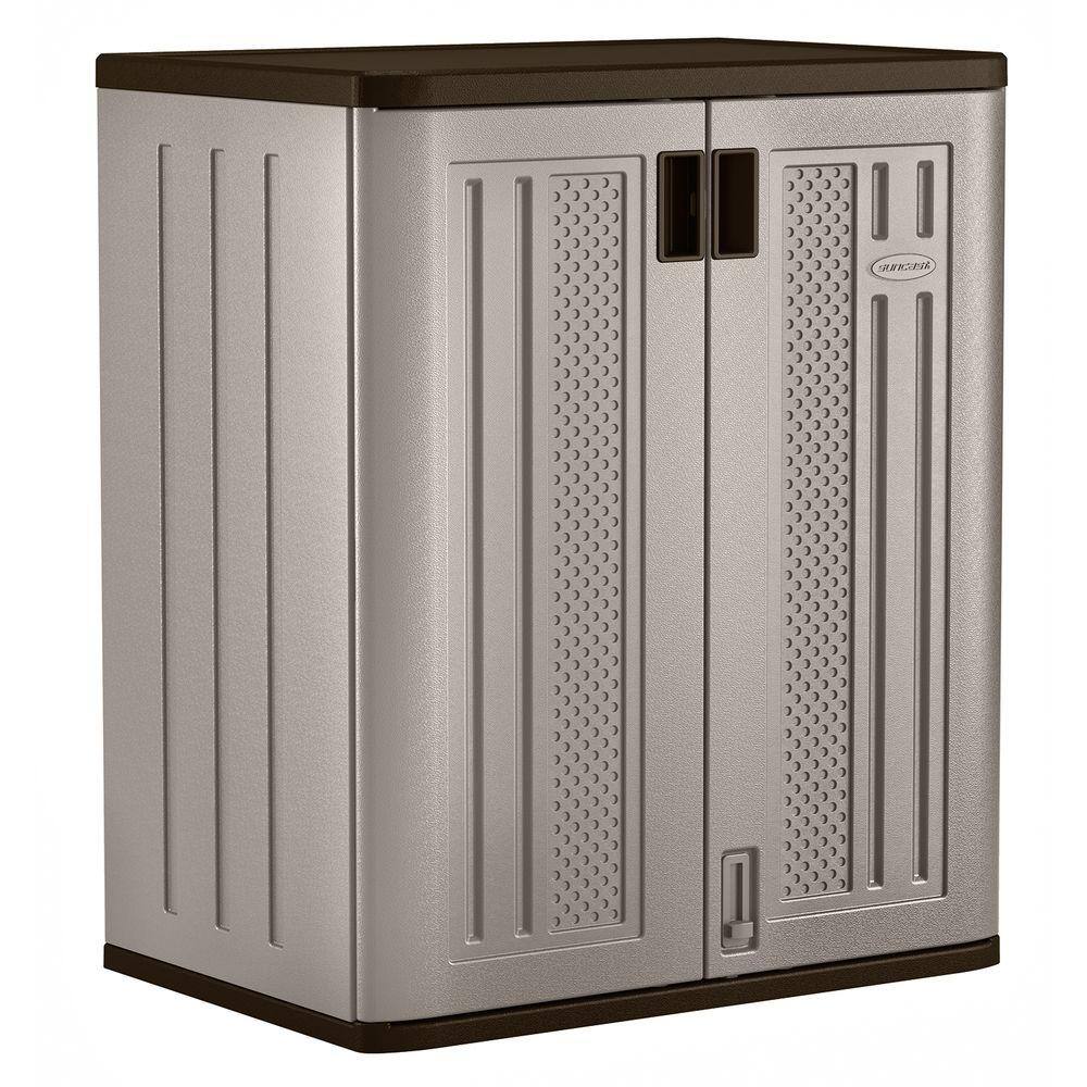 Suncast BMC3600 Resin Freestanding Garage Base Cabinet in Platinum (30 in. W x 36 in. H x 20 in. D)