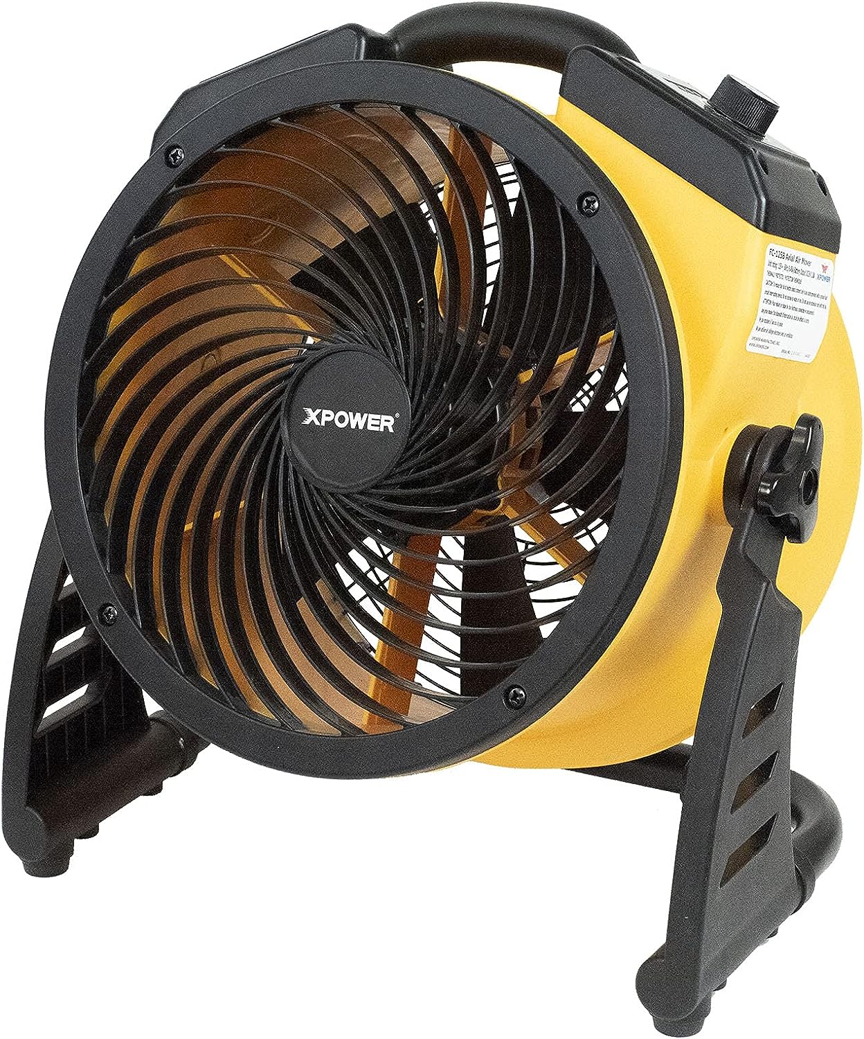 XPOWER FC-125B Portable High Velocity Battery Operated Portable Rechargeable Cordless DC Fan. Outdoor. Camping. Travel. USB Port for Charging Devices. 900 CFM. 12.000mAh