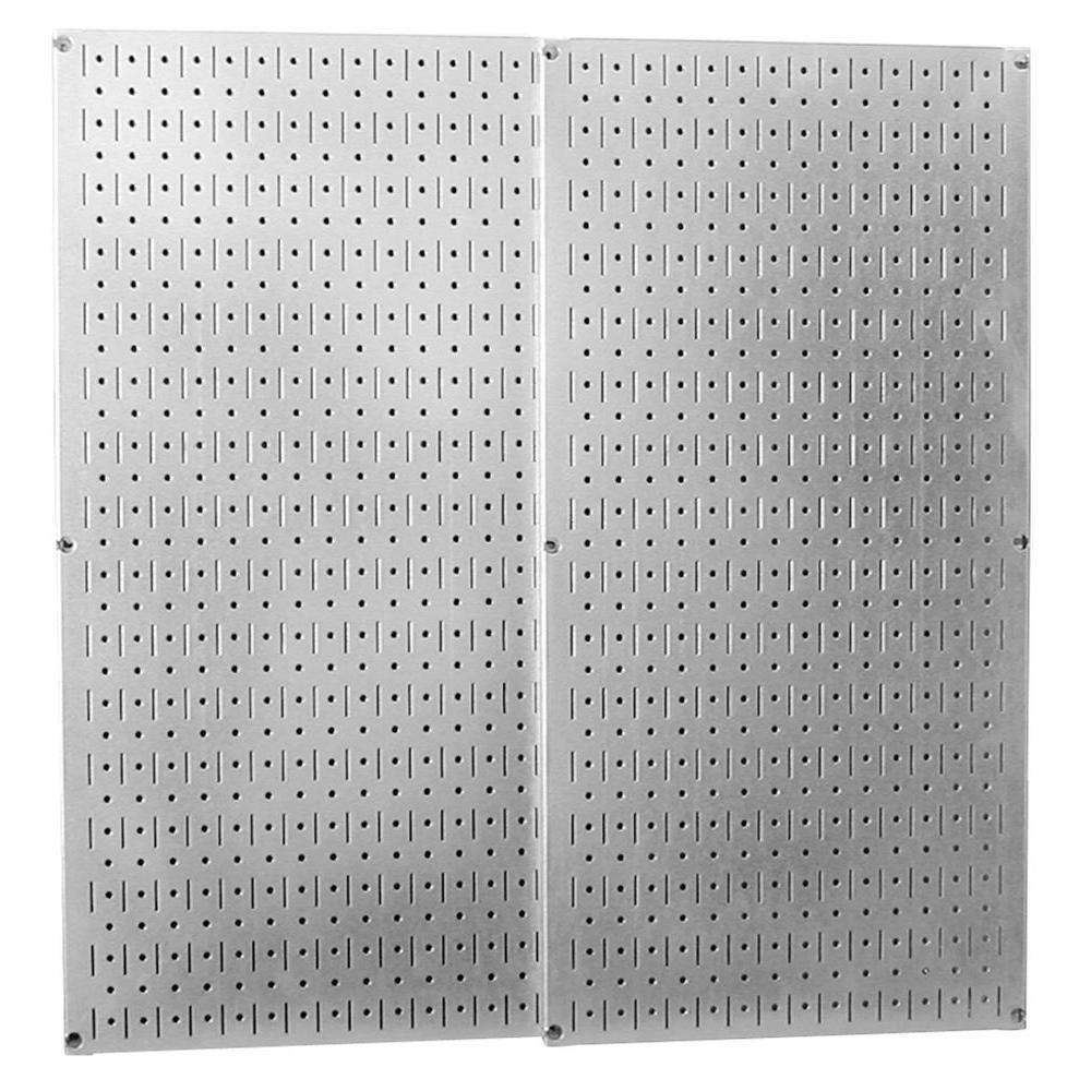 Wall Control 30P3232GV 32 in. x 32 in. Overall Size Shiny Galvanized Steel Pegboard Pack with Two 32 in. x 16 in. Pegboards