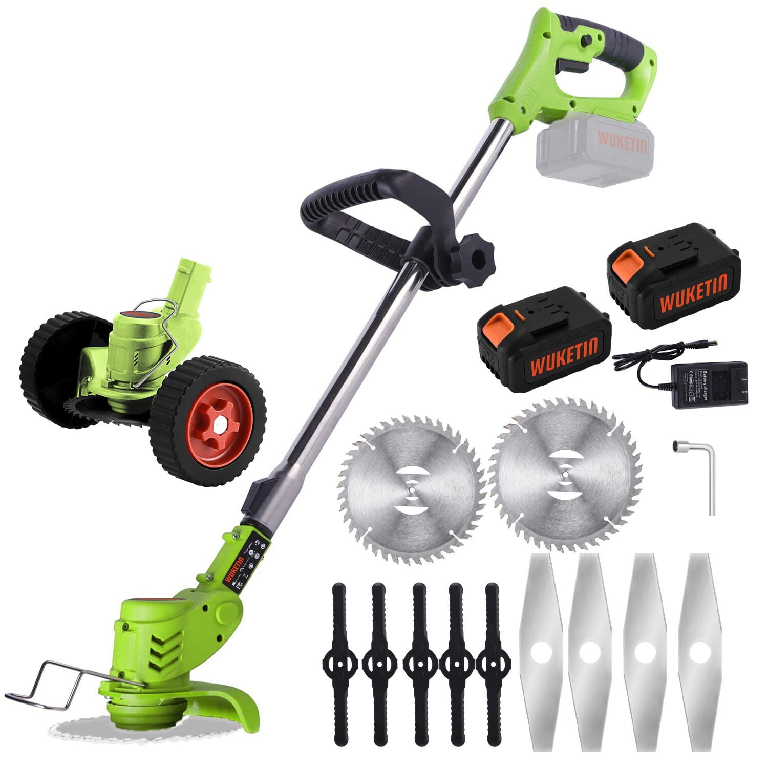 Cordless Grass String Trimmer Lightweight Weed Eater. 21V 3-in-1 Electric Weed Trimmer/Wacker with 2 Batteries