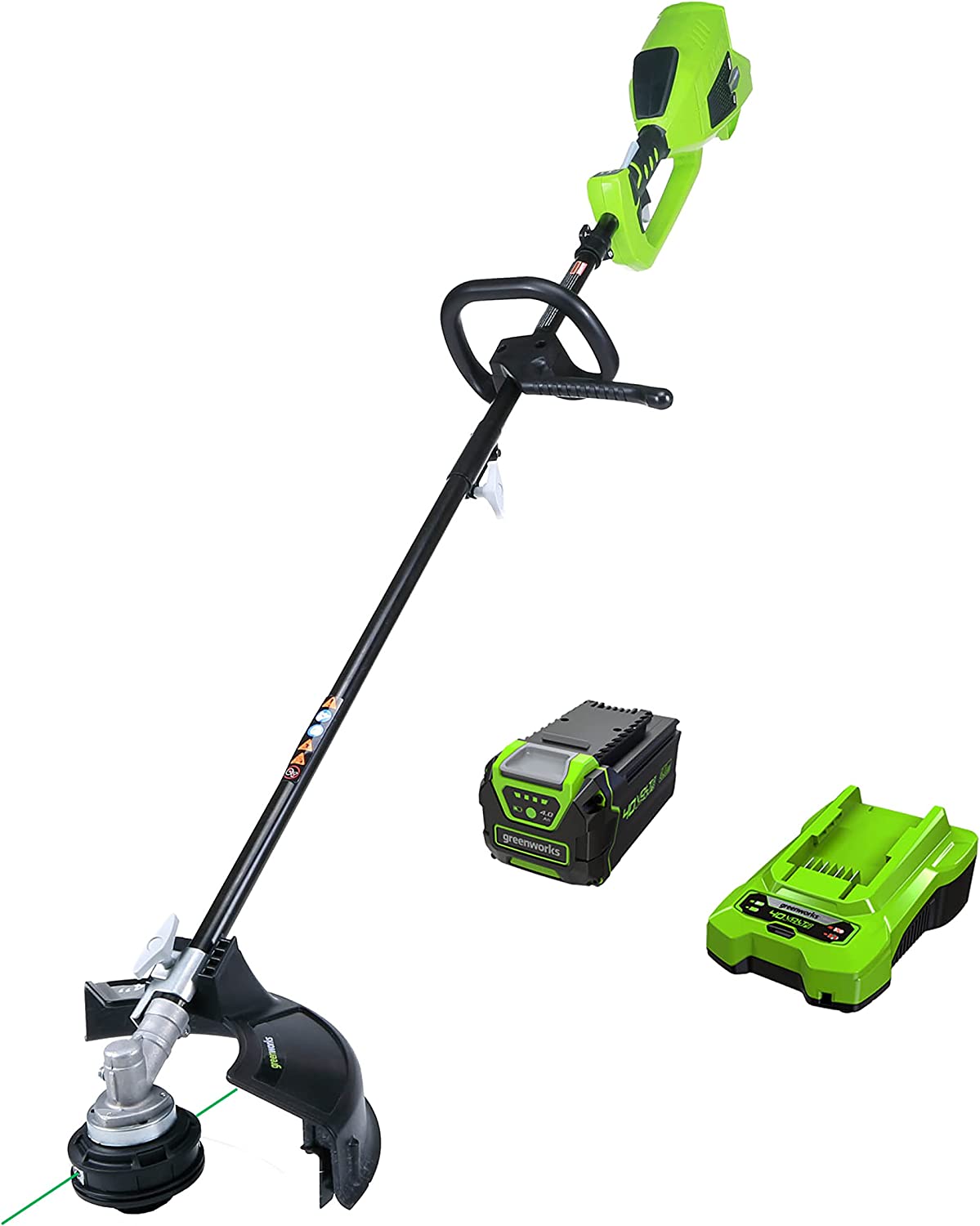Greenworks 40V 14″ Brushless Cordless (Attachment Capable) String Trimmer. 4.0Ah Battery and Charger Included
