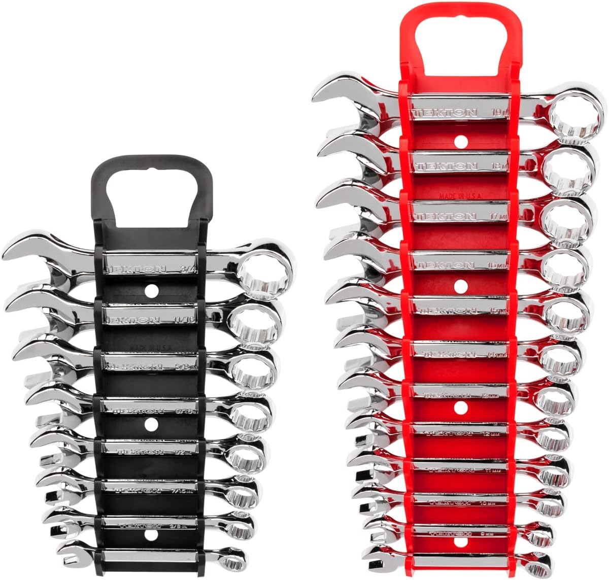 TEKTON Stubby Combination Wrench Set. 20-Piece (5/16-3/4 in.. 8-19 mm) - Holder | WCB91601