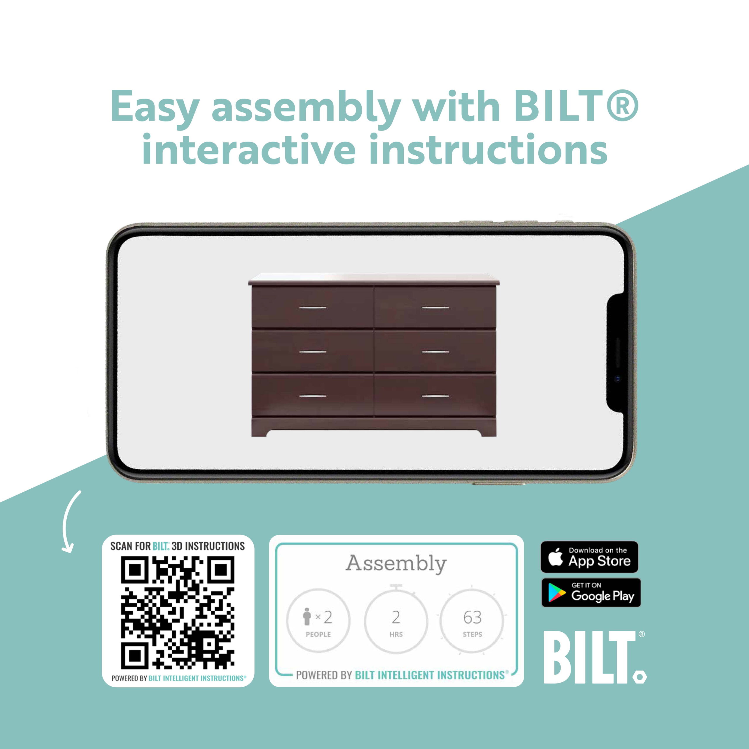 Storkcraft Brookside 6 Drawer Modern Double Dresser Espresso