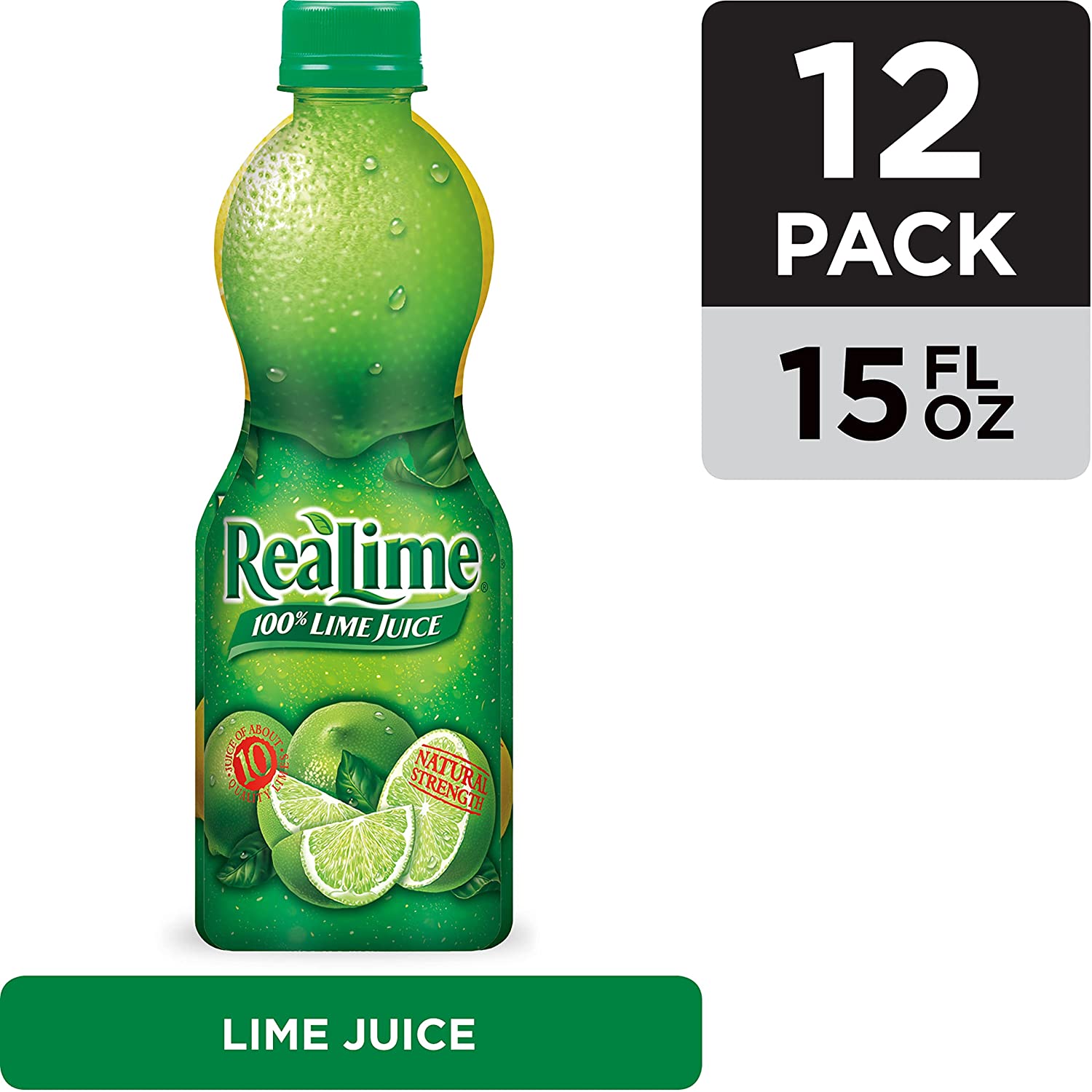 ReaLime 100 percent Lime Juice. 15 fl oz bottles (Pack of 12)