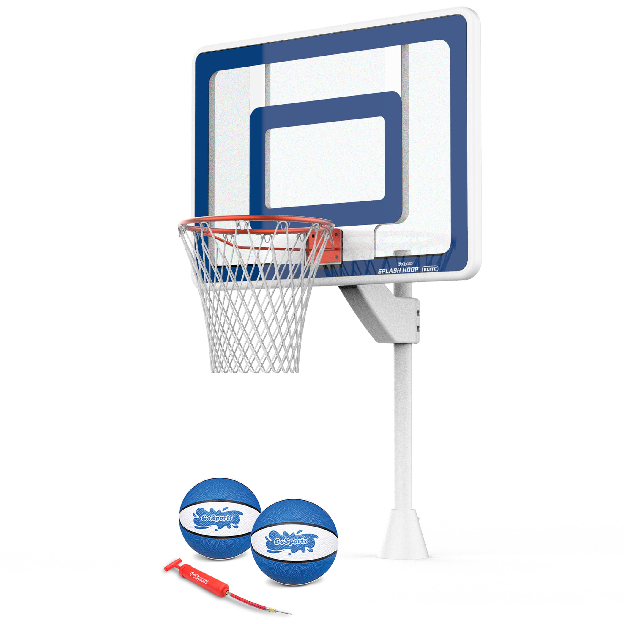 GoSports Deck-Mounted Splash Hoop ELITE Adjustable Height Inground Pool Basketball Game with Regulation Rim