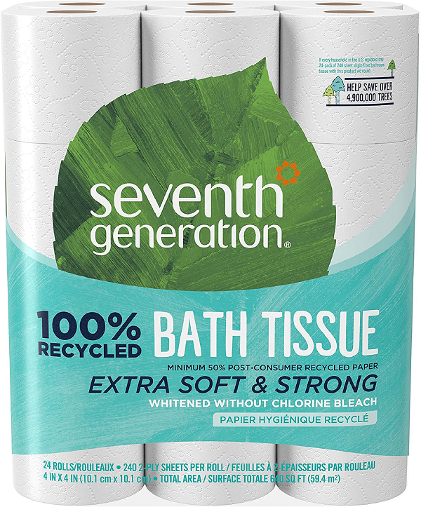 Seventh Generation White Toilet Paper 2-Ply 100% Recycled Paper. Pack of 2