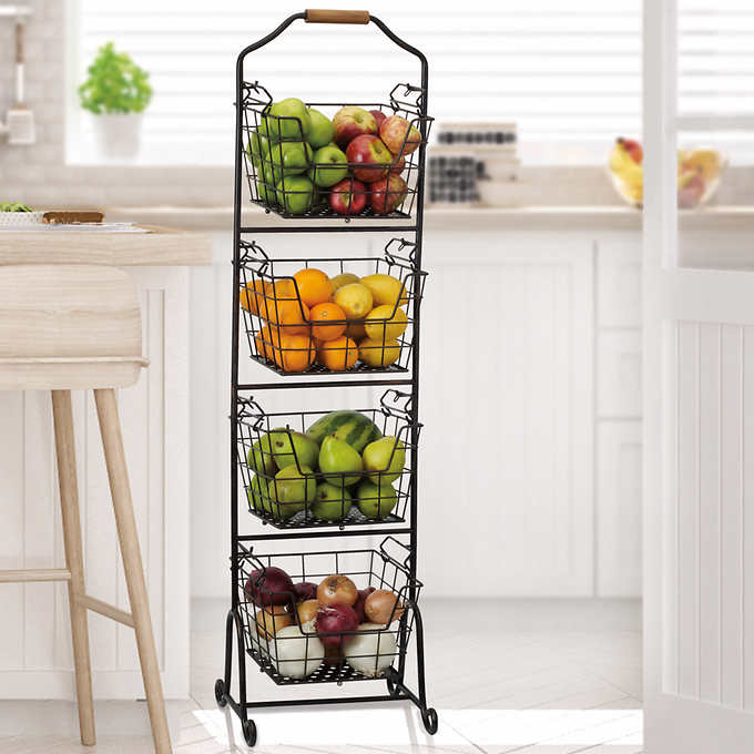 Gourmet Basics by Mikasa Ferme 4-Tier Fruit/Home Storage Market Basket