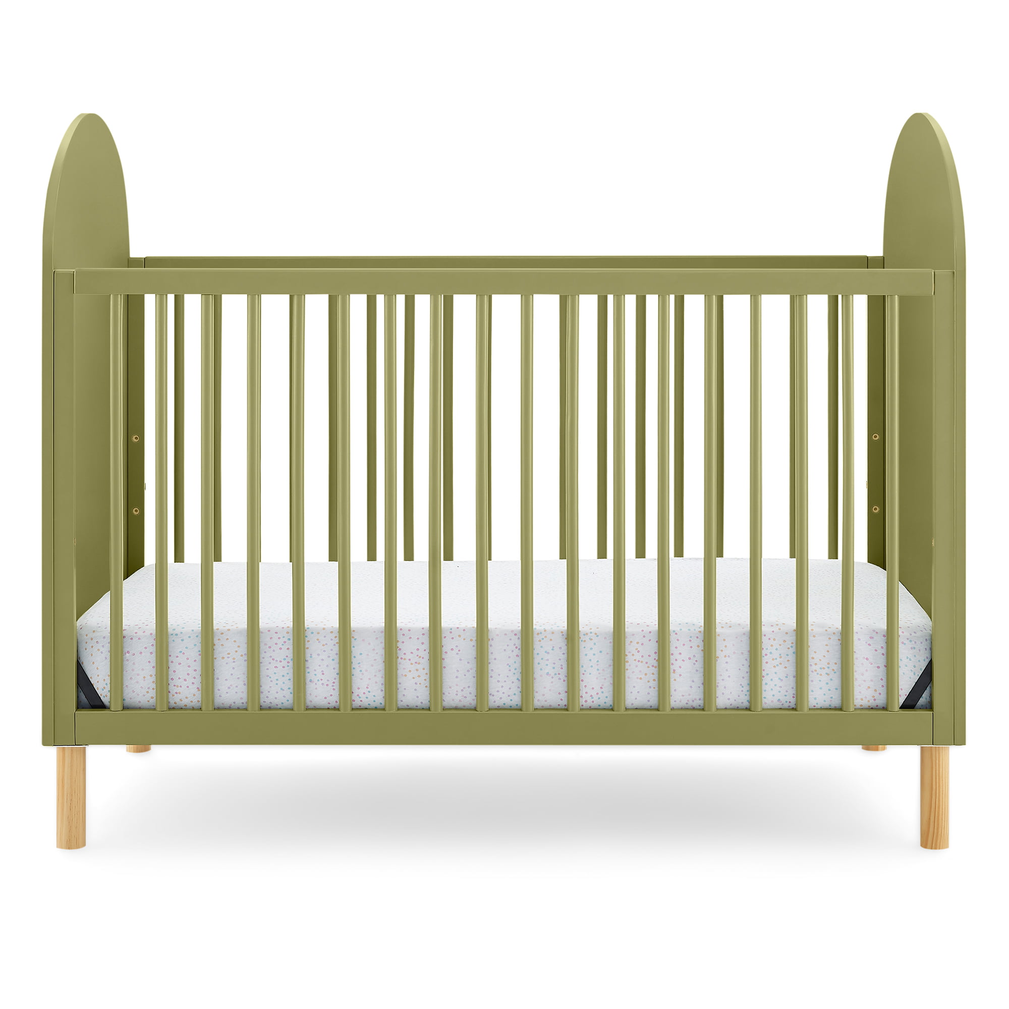 Delta Children Reese 4-in-1 Convertible Crib - Greenguard Gold Certified. Olive Green/Natural