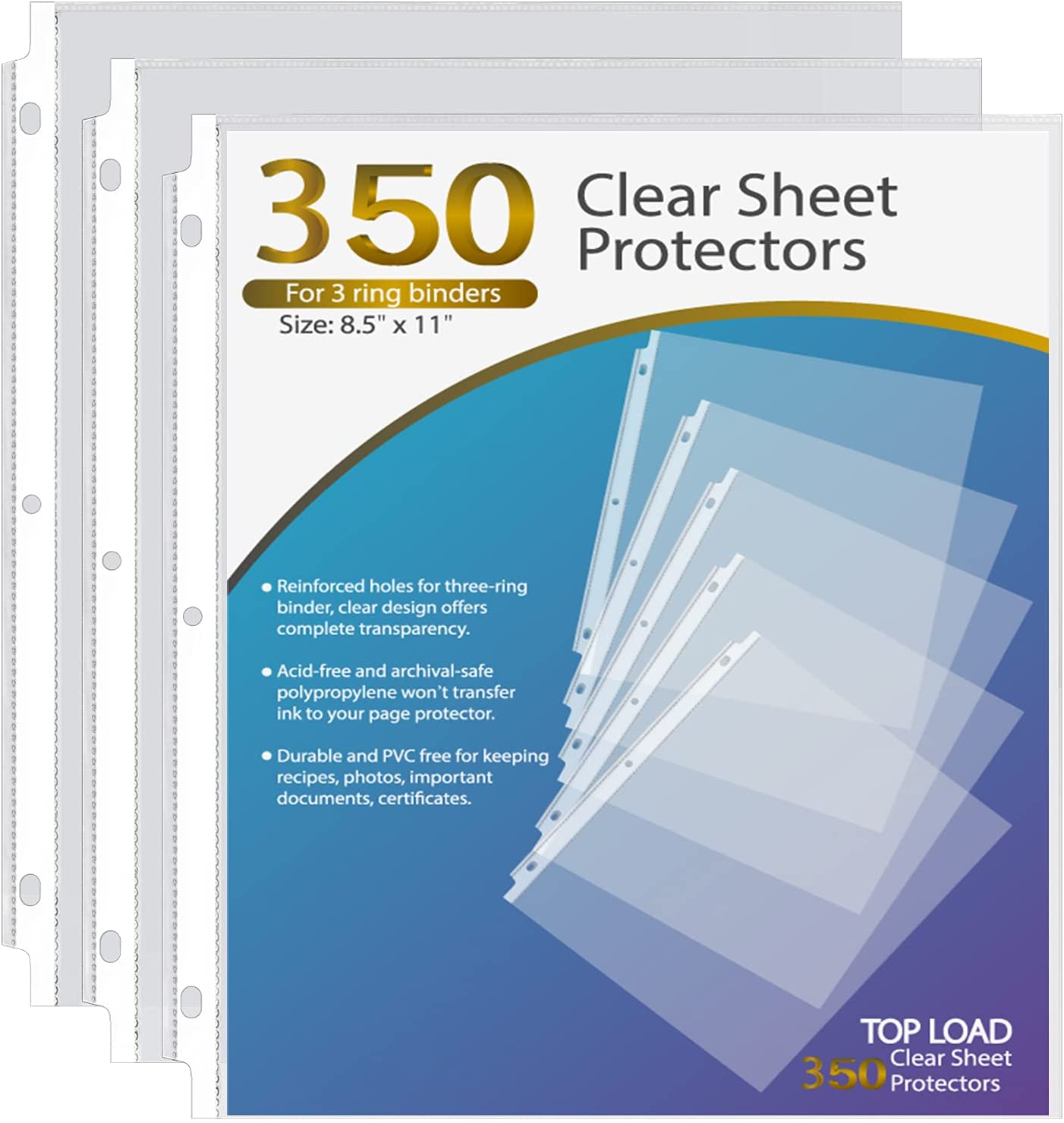 KTRIO Sheet Protectors 8.5 x 11 inch. Plastic Sleeves for Binders. 350 Pack