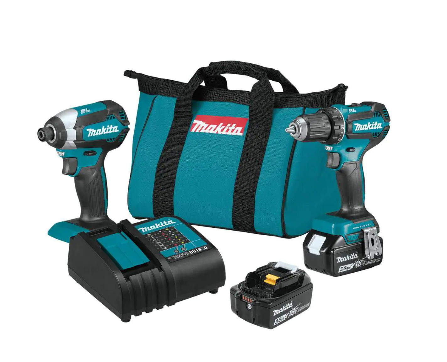 Makita XT281S 18V LXT Lithium-ion Brushless Cordless 2-Piece Combo Kit 3.0Ah Driver-Drill/ Impact Driver