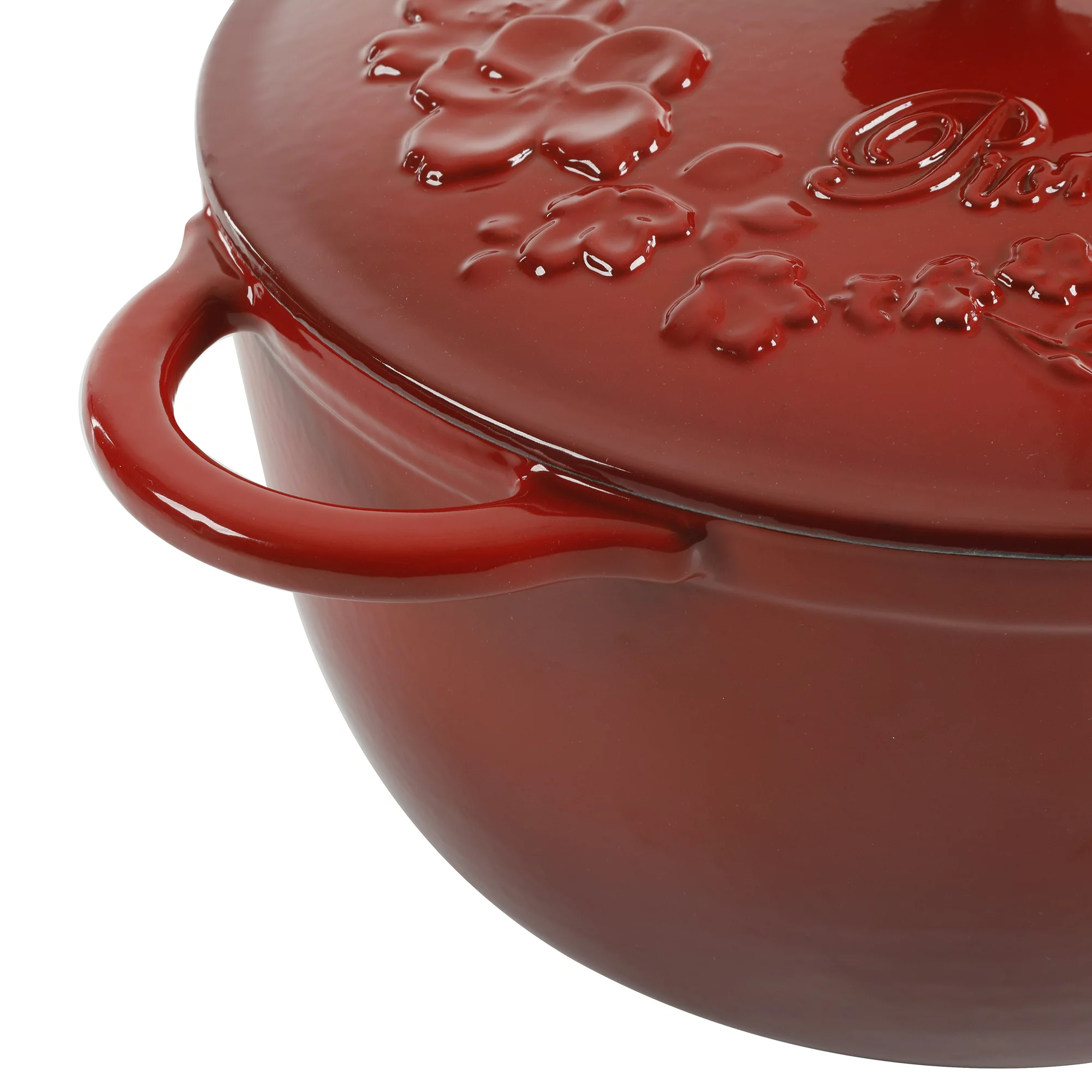 The Pioneer Woman Timeless Beauty Enamel-on-Cast Iron 6-Quart Dutch Oven. Red