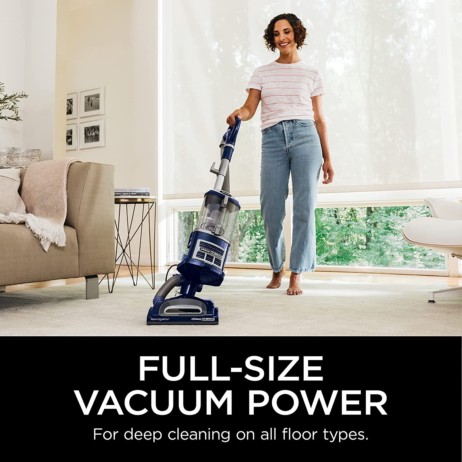 Shark NV360 Navigator Lift-Away Deluxe Upright Vacuum with Large Dust Cup Capacity. HEPA Filter. Swivel Steering. Upholstery Tool & Crevice Tool. Blue
