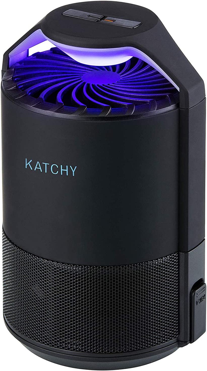 Katchy Indoor Insect Trap - Catcher & Killer for Mosquitos. Gnats. Moths. Fruit Flies - Non-Zapper Traps for Inside Your Home - Catch Insects Indoors with Suction. Bug Light & Sticky Glue (Black)