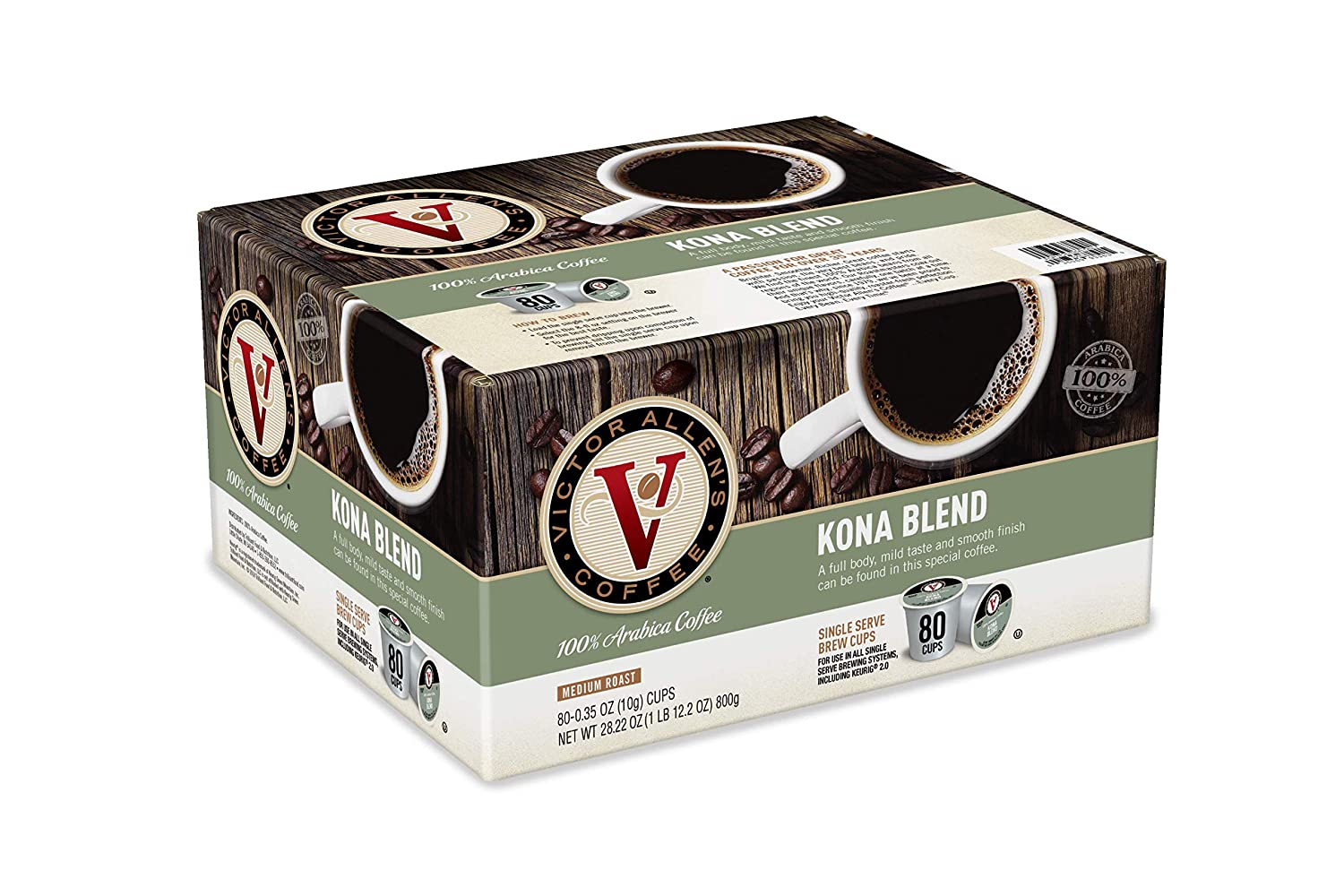 Victor Allen-s 4099299 Coffee K Cups. Kona Blend Single Serve Medium Roast Coffee. 80 Count. Keurig 2.0 Brewer Compatible