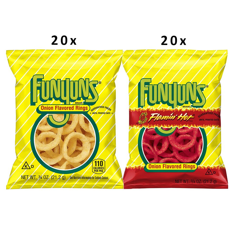 Funyuns Variety Pack. Onion Flarvored Rings  0.75 Ounce (Pack of 40)