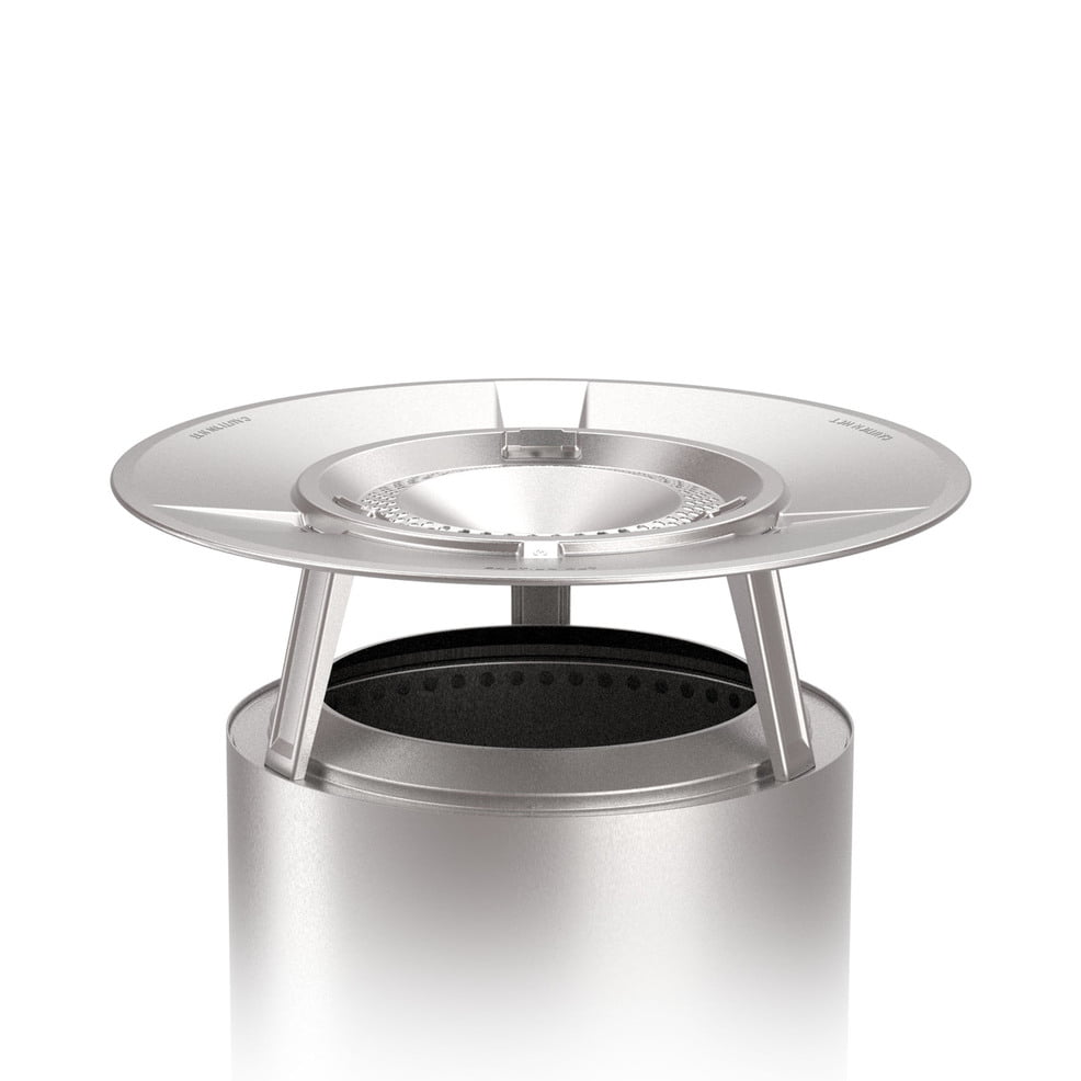 Solo Stove Ranger Heat Deflector. With 3 Detachable Legs. Accessory for Ranger Fire Pit. Captures and redirects warmth. 304 Stainless Steel. height: 6 in. diameter: 20 in. 5 lbs