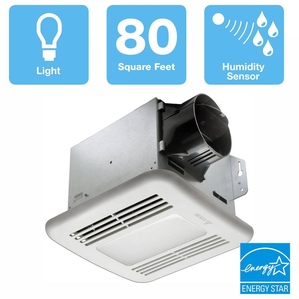 Delta Breez GBR80HLED GreenBuilder Series 80 CFM Ceiling Bathroom Exhaust Fan with LED Light and Humidity Sensor. ENERGY STAR