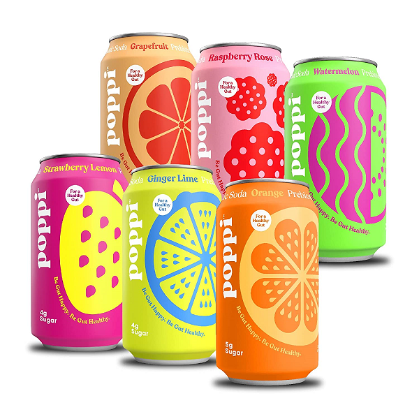 Poppi A Healthy Sparkling Prebiotic Soda. w/ Real Fruit Juice. 12pk 12oz Cans