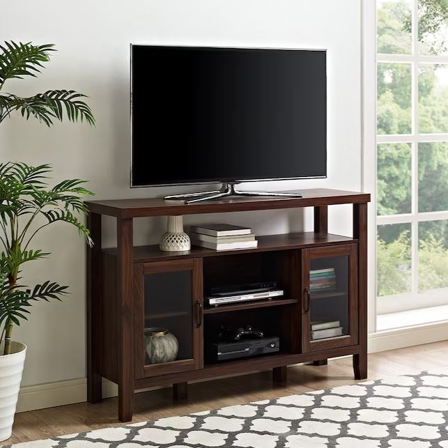 Walker Edison LWU52JORDW Transitional Dark Walnut TV Stand (Accommodates TVs up to 60-in)