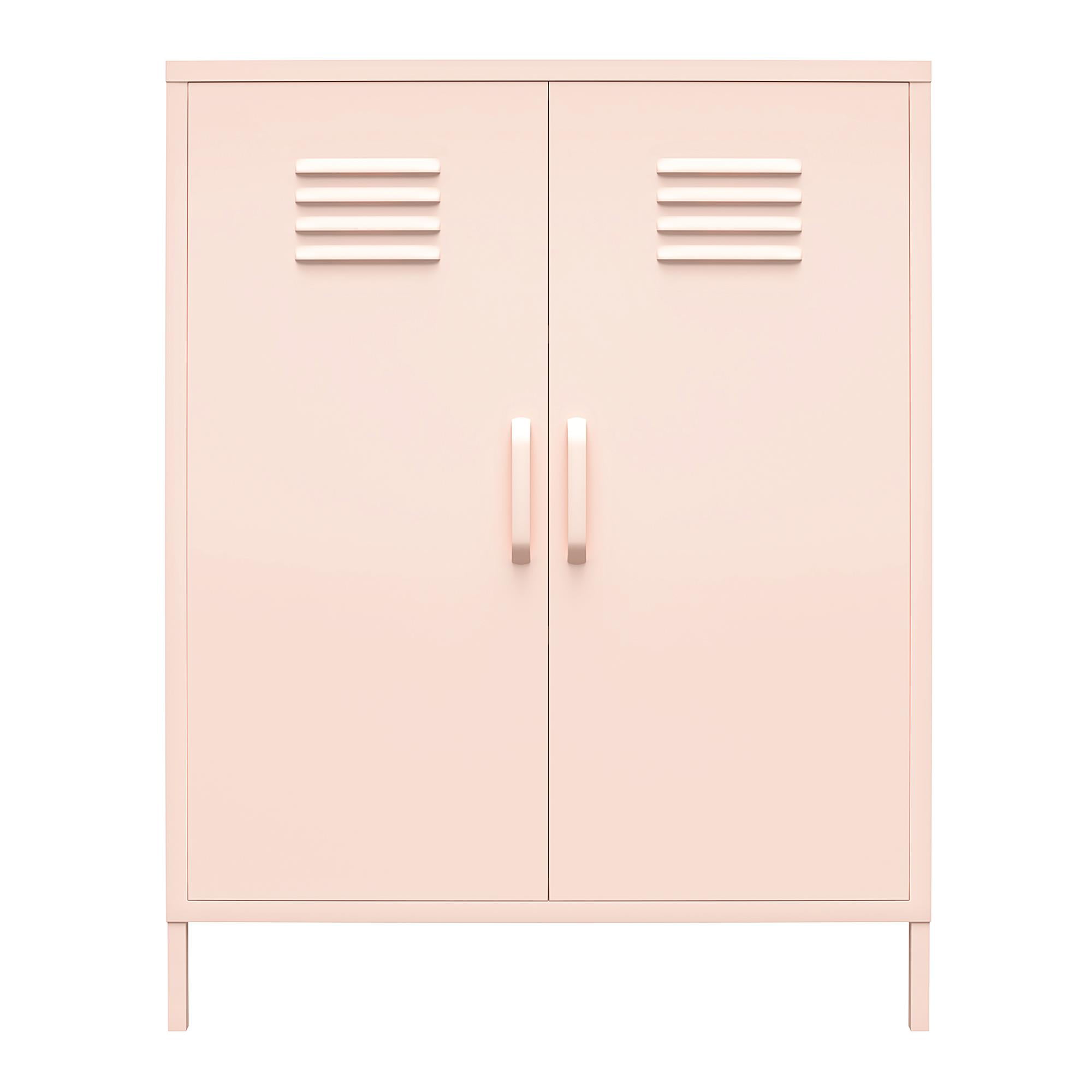 Shadwick 2 Door Metal Locker Style Storage Accent Cabinet. Pink