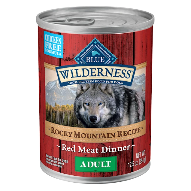 Blue Buffalo Blue Wilderness Rocky Mountain Recipe Adult Red Meat Dinner Wet Dog Food. 12.5 oz.. Case of 12