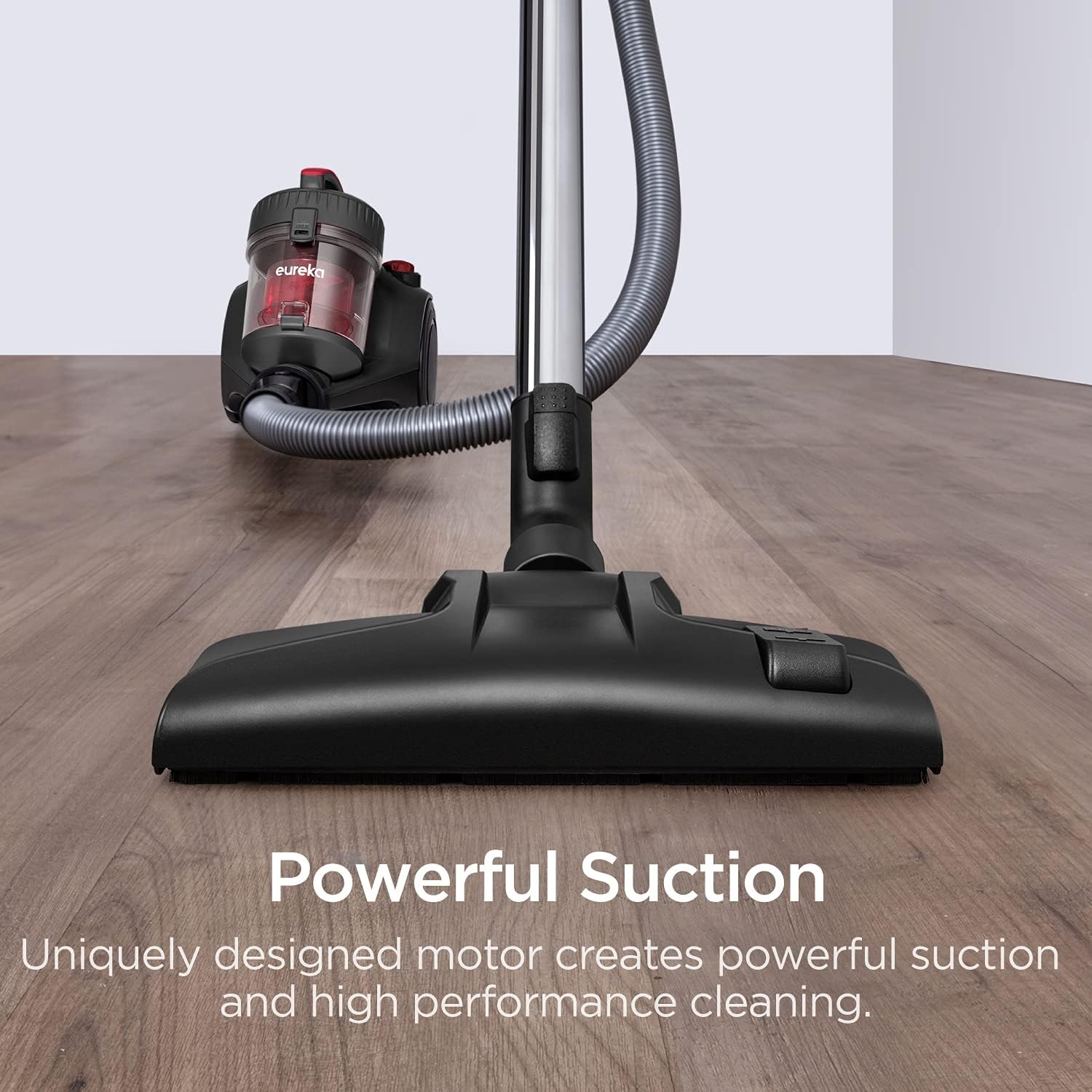 EUREKA Whirlwind Bagless Canister Vacuum Cleaner. Lightweight Vac for Carpets and Hard Floors. Red