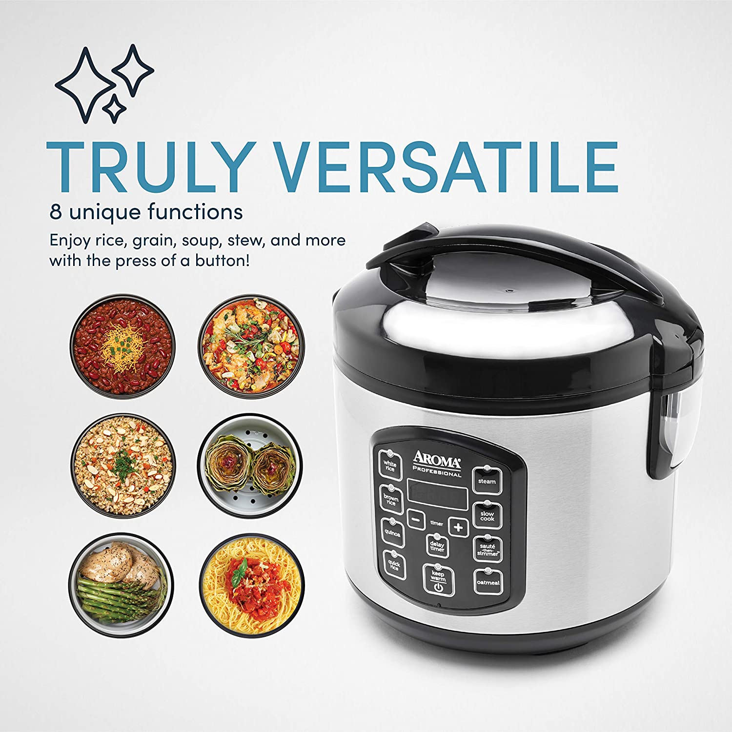 Aroma Housewares ARC-954SBD Rice Cooker. 4-Cup Uncooked 2.5 Quart. Professional Version