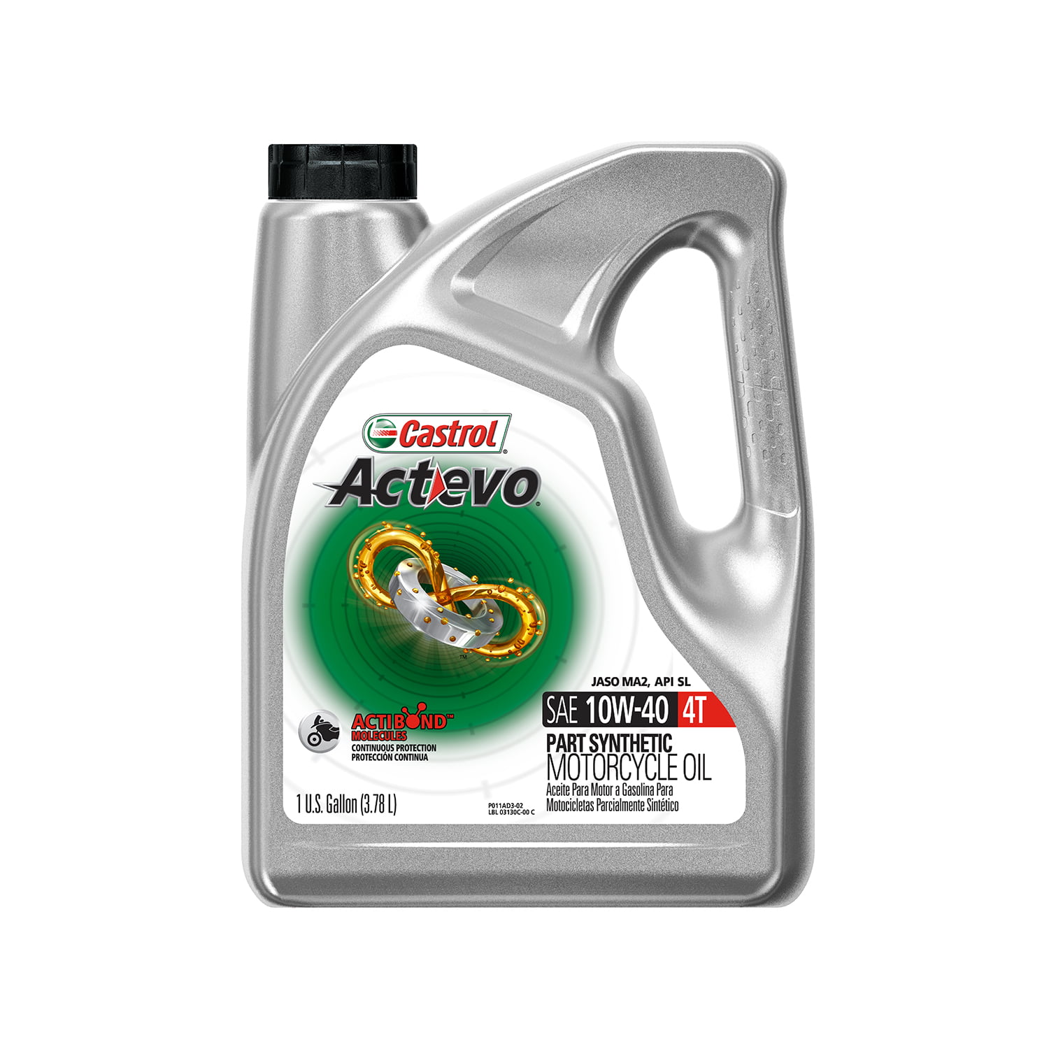 Castrol Actevo 4T 10W-40 Part Synthetic Motorcycle Oil. 1 Gallon