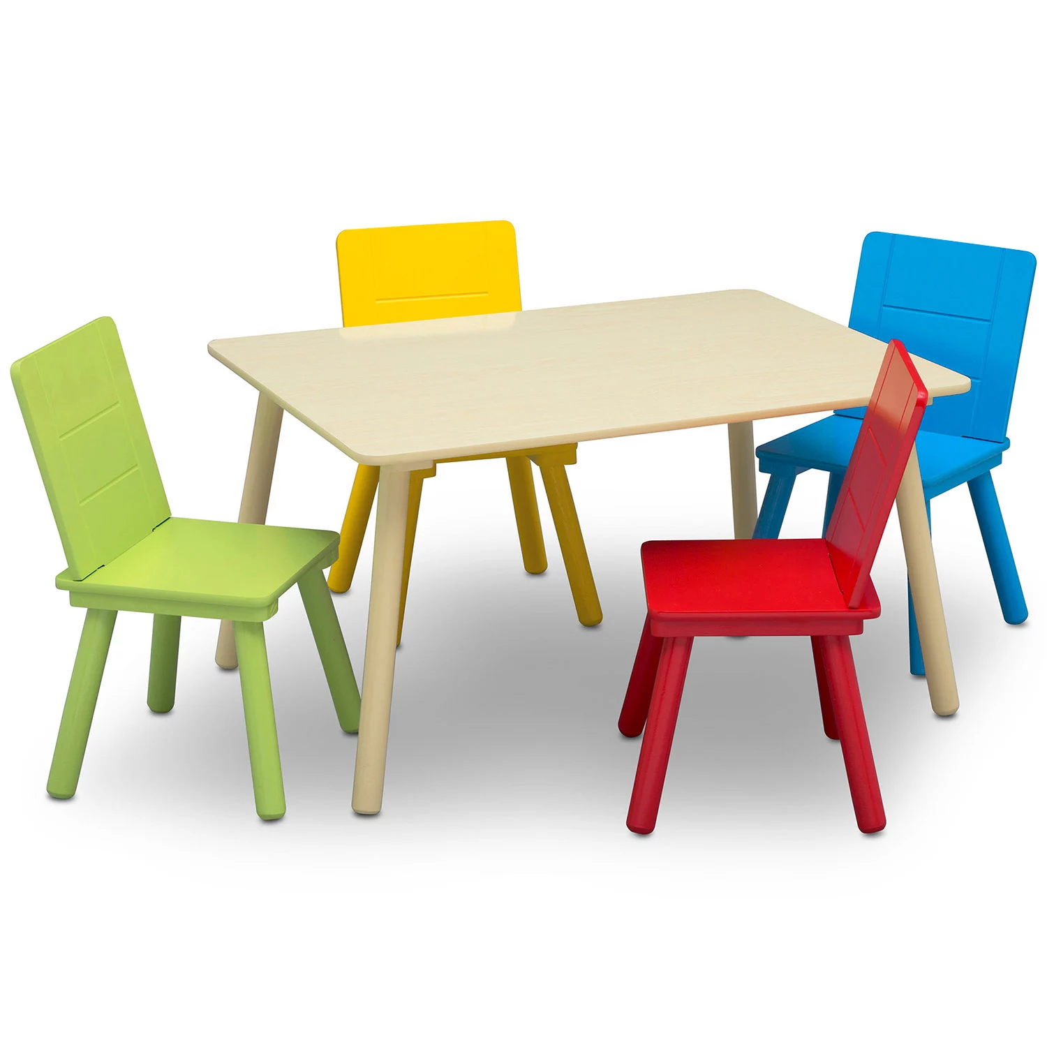 Delta Children Kids Table and Chair Set (4 Chairs Included) - Ideal for Arts & Crafts. Snack Time. Homeschooling. Homework & More - Greenguard Gold Certified. Natural/Primary