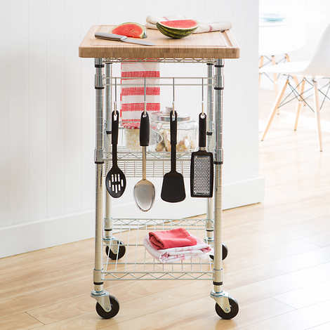 TRINITY EcoStorage® Bamboo Top Kitchen Cart
