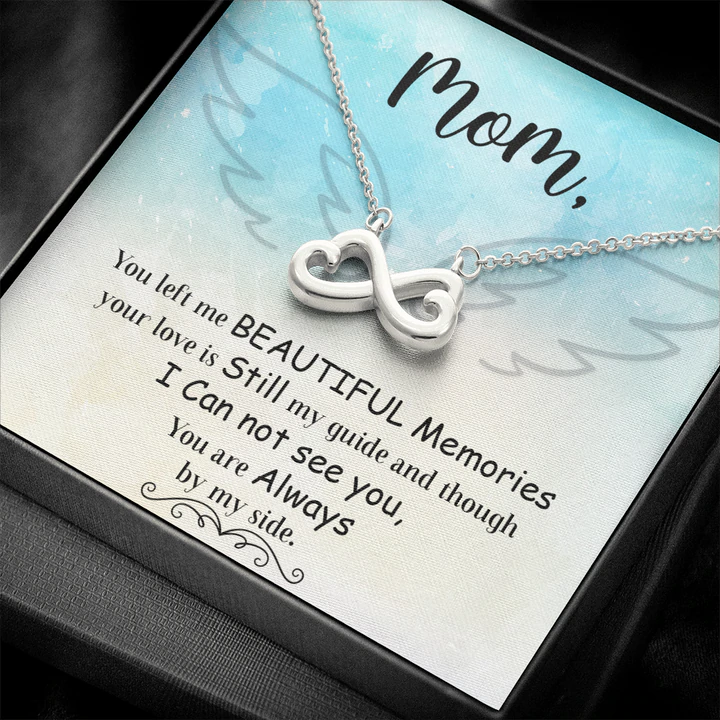 Gift for Mom – Double Heart Necklace 14K White Gold/18K yellow Gold