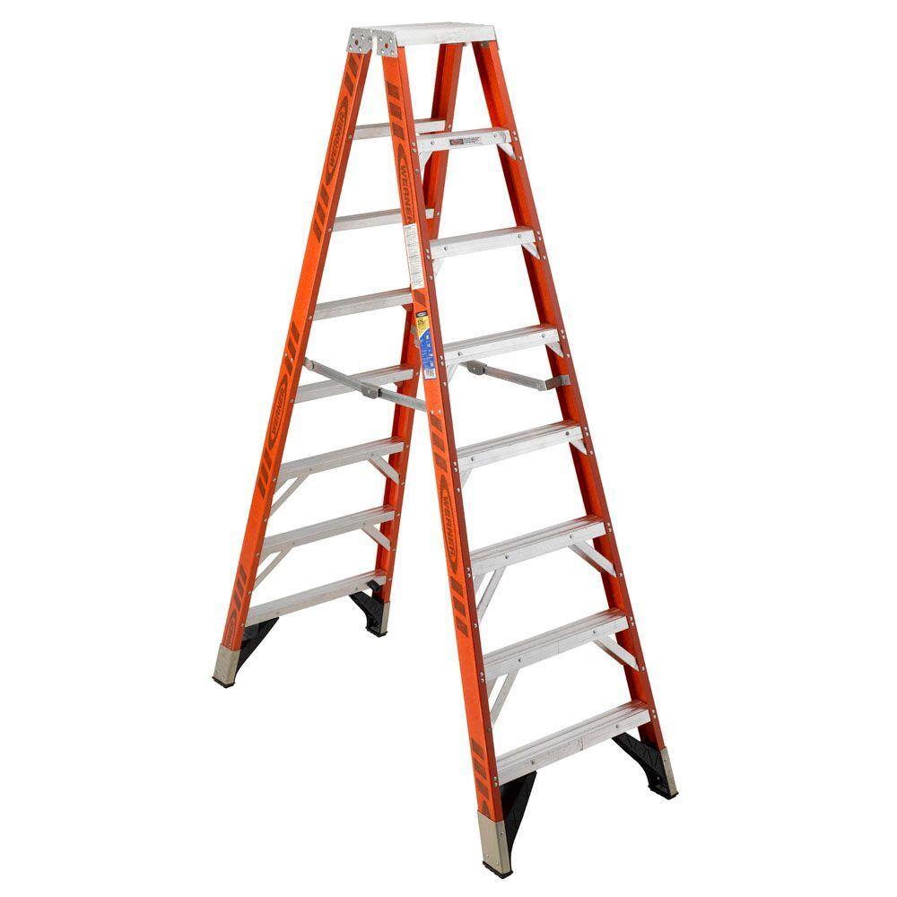 Werner T7412 12 ft. Fiberglass Twin Step Ladder with 375 lb. Load Capacity Type IAA Duty Rating