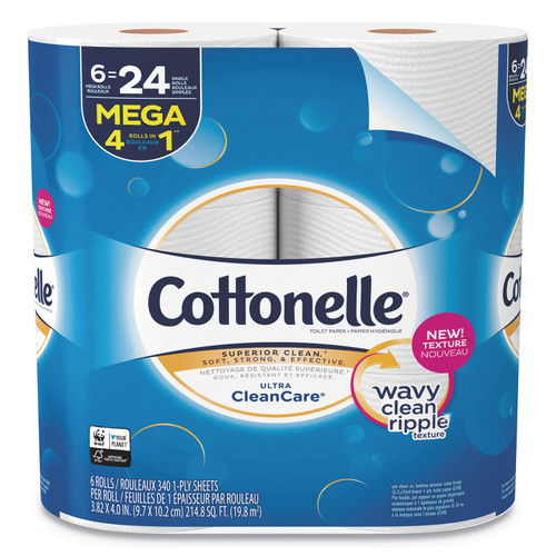 Cottonelle Ultra CleanCare Toilet Paper. 1-Ply. 340 Shts/RL. 36 Rolls (KCC47747)