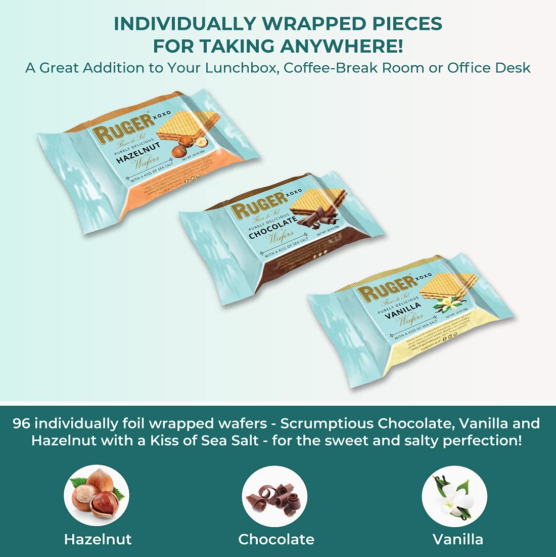 Ruger Wafers XOXO Made with a Kiss of Sea Salt. 96 Count