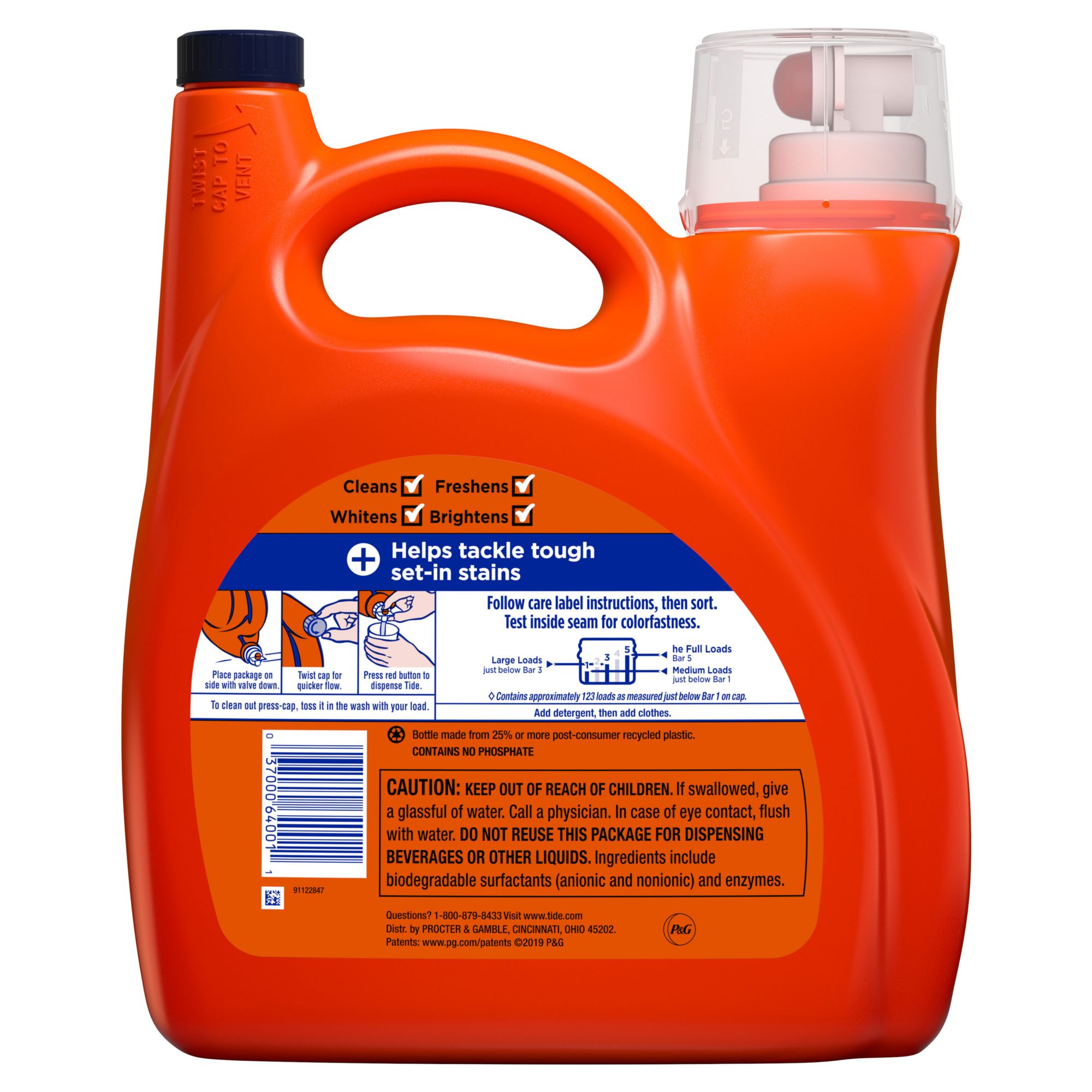 Tide Ultra Oxi Liquid Laundry Detergent. 165 Fluid Ounces