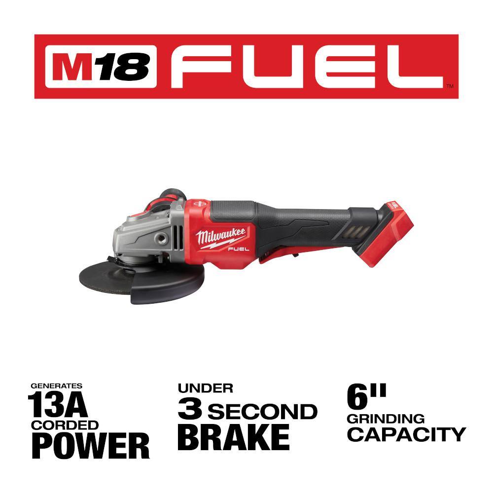 Milwaukee 2980-20-2866-20 M18 FUEL 18- V Lithium-Ion Brushless Cordless 4-1/2 in./6 in. Braking Grinder with Cordless Drywall Screw Gun