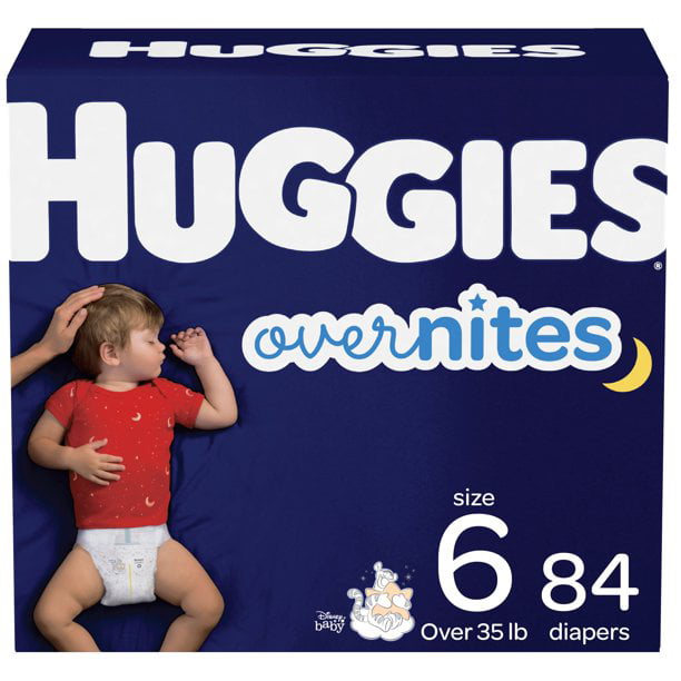 Huggies Overnites Nighttime Baby Diapers. 84 Ct. Size 6 (35+ lbs.)
