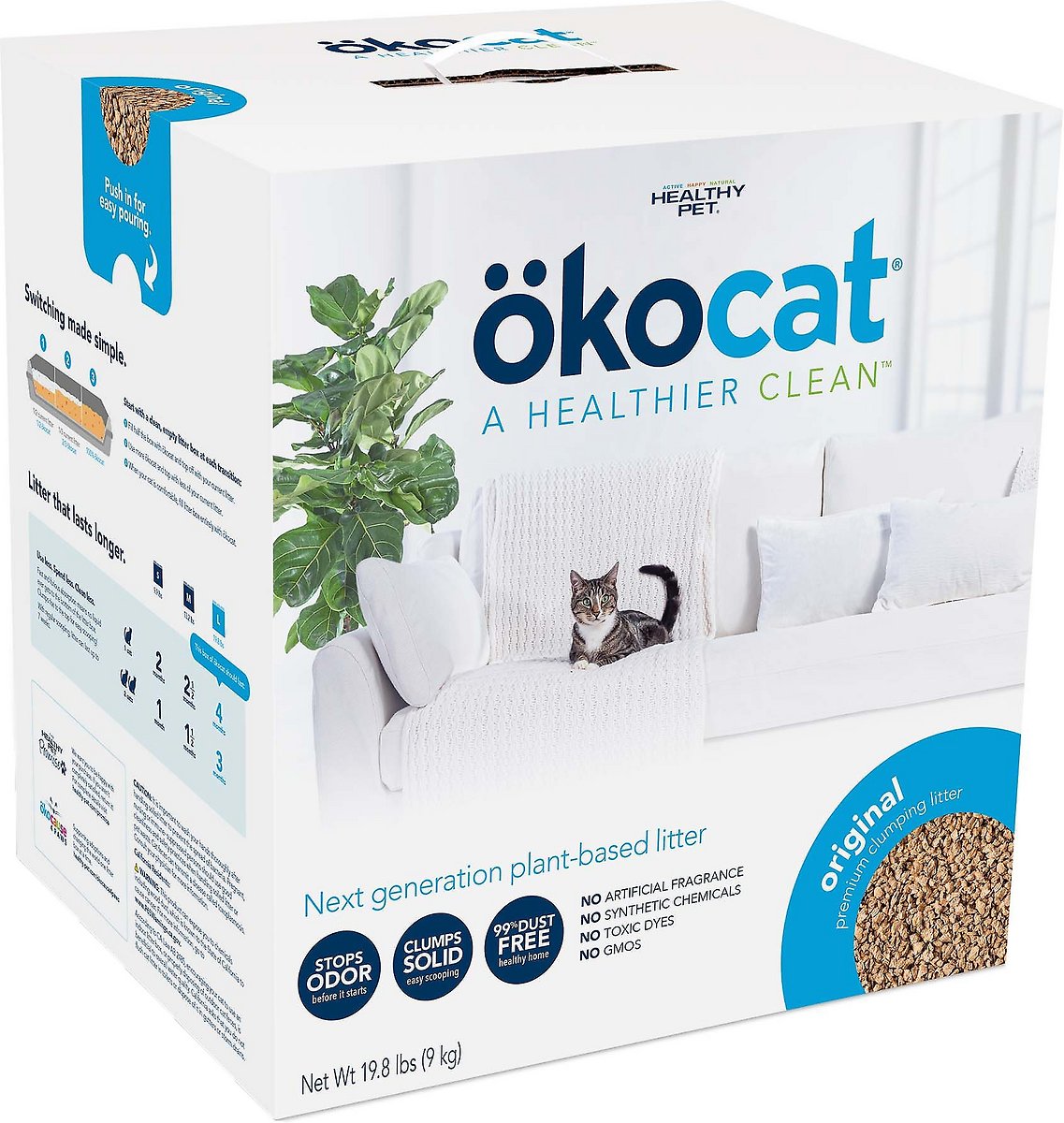 Okocat Original Premium Wood Clumping Cat Litter. 19.8 lb. Bundle of 2