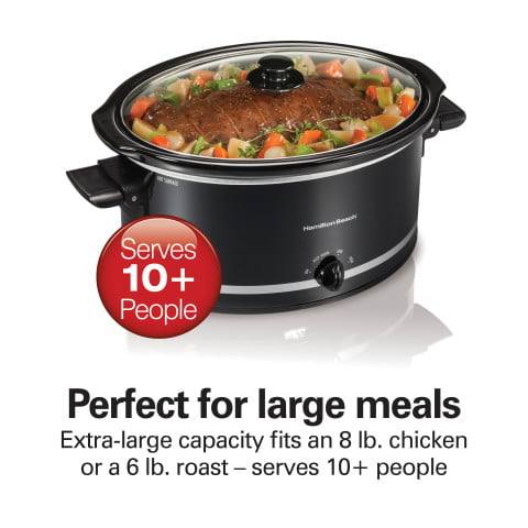 Hamilton Beach Slow Cooker. Extra-Large Capacity. Serves 10+. 8 Quarts. Black. 33185